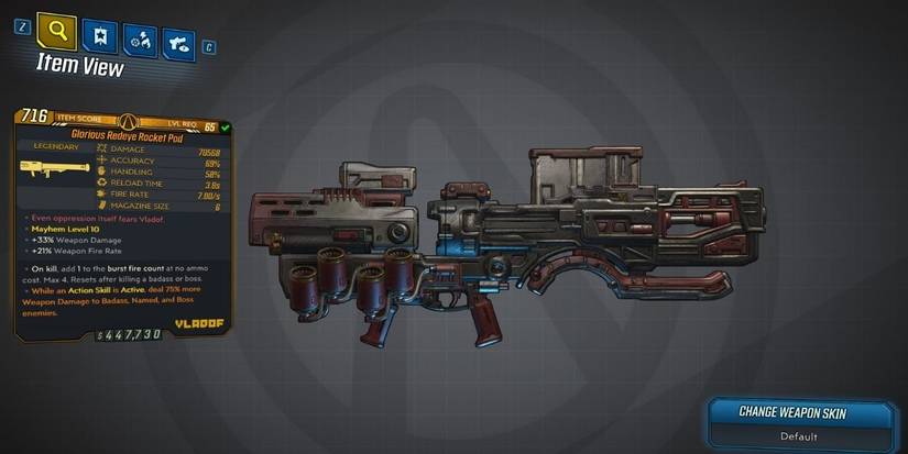 Borderlands 3 Redeye Rocket Pod legendary rocket launcher
