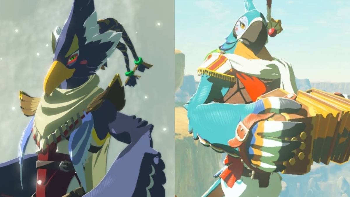 Screenshots of Revali and Kass from Breath of the Wild