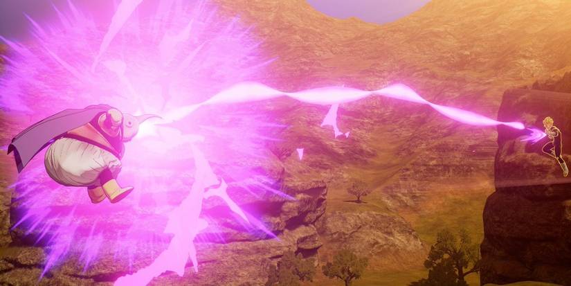 Majin Buu shoots a Transfiguration Beam at Gohan in Dragon Ball Z: Kakarot