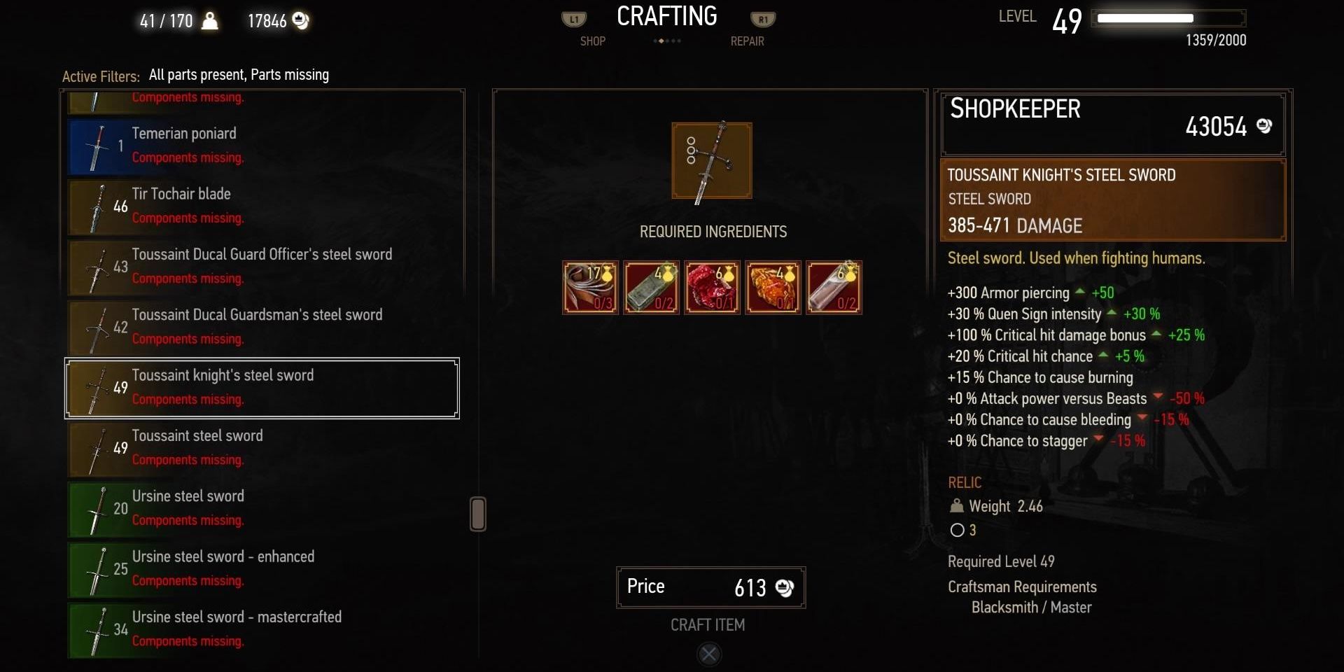 Crafting From The Witcher 3