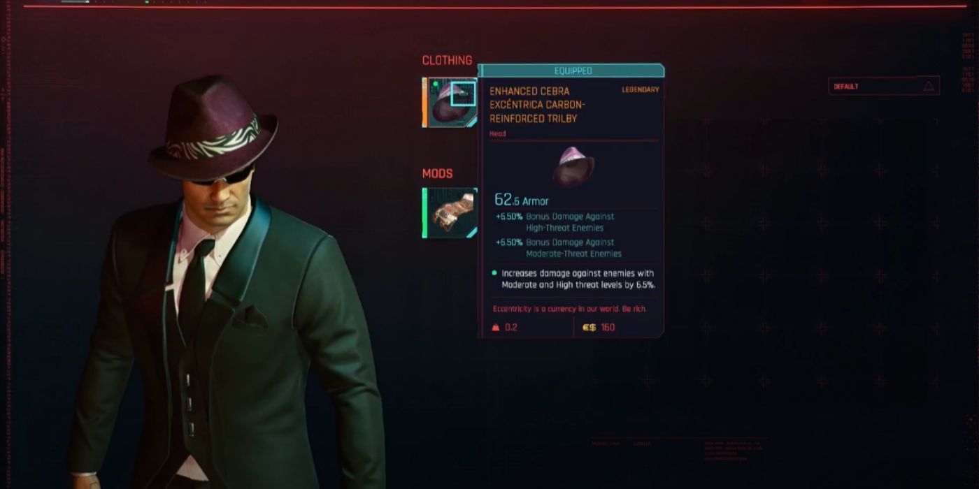 Cyberpunk 2077 V with an armored fedora