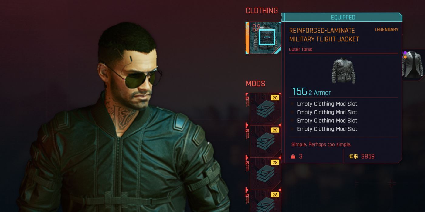 Cyberpunk 2077 military flight jacket on V