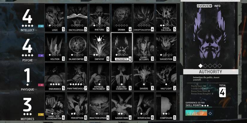 Authority in Disco Elysium's Character Sheet