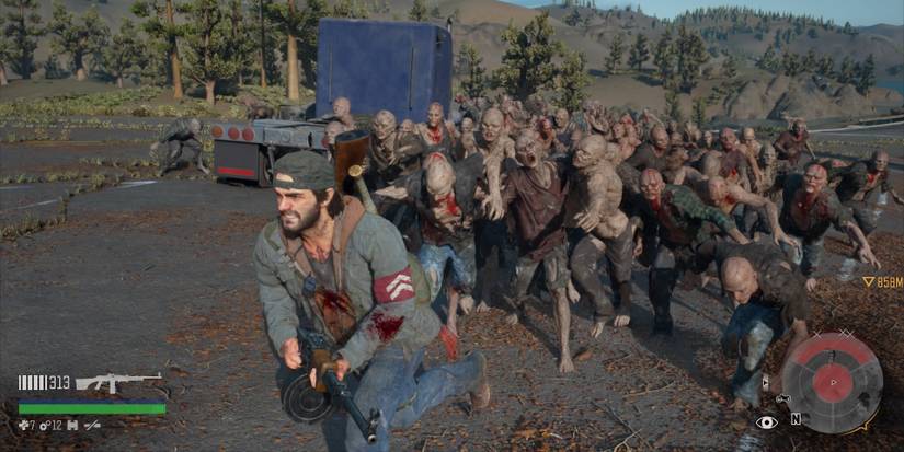 Deacon frantically running from horde