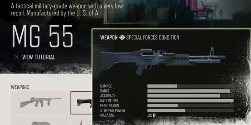 Days Gone MG 55 menu screen