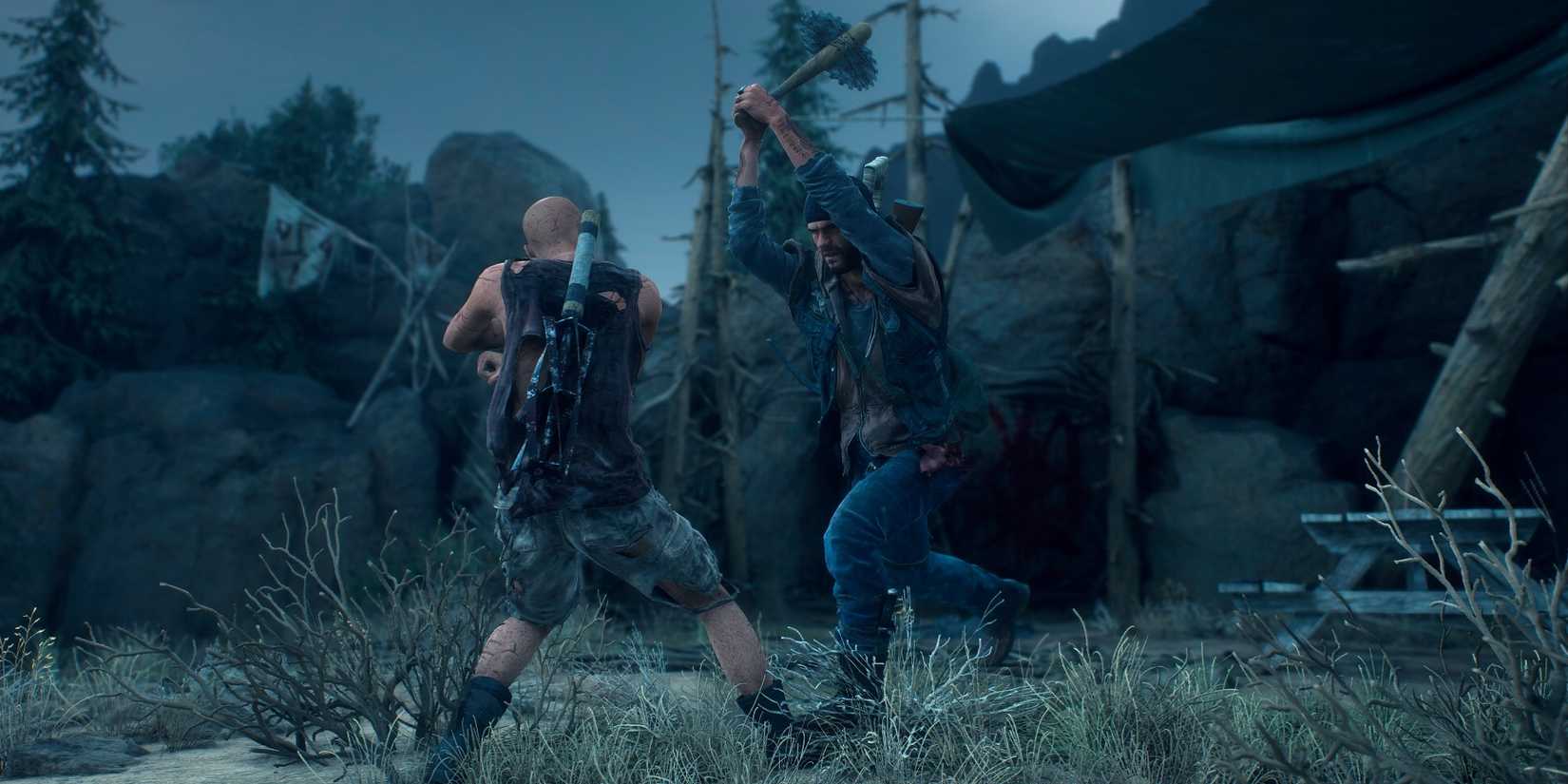 Deacon hitting Ripper with bat