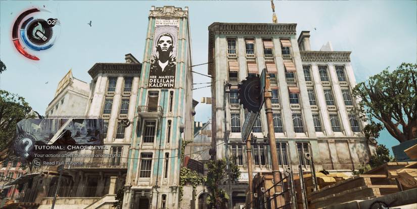 Dishonored 2 Player looking up at buildings