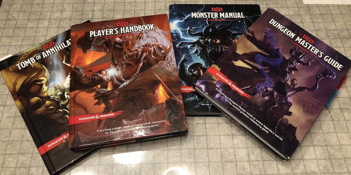 DnD 5e books Tomb of Annihilation, Players Handbook, Dungeon Masters Guide