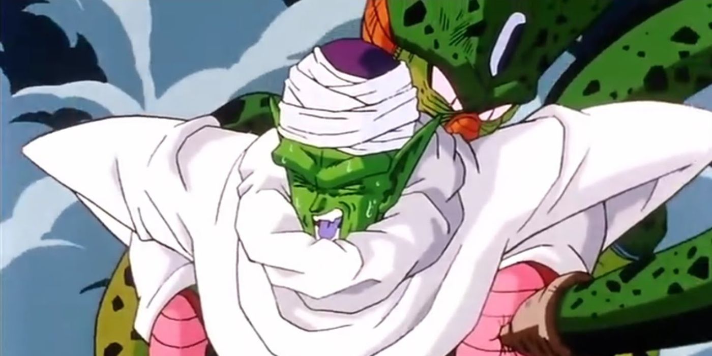 Dragon Ball Z Screenshot Of Cell Absorbing Piccolo Cell's Arm