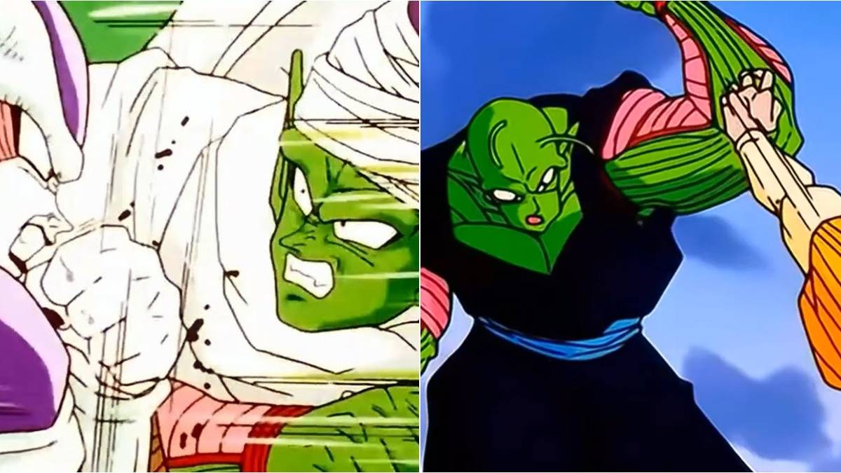 Split Image of Piccolo Fights in Dragon Ball