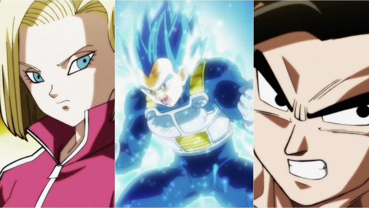 Dragon Ball Super Team Universe Seven Eliminations Featured Split Image Including Android 18, Vegeta, and Gohan