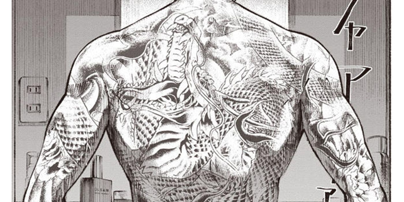 The Way Of The Househusband: A Full Look At This Same Back Tattoo In The First Panel Of The Manga