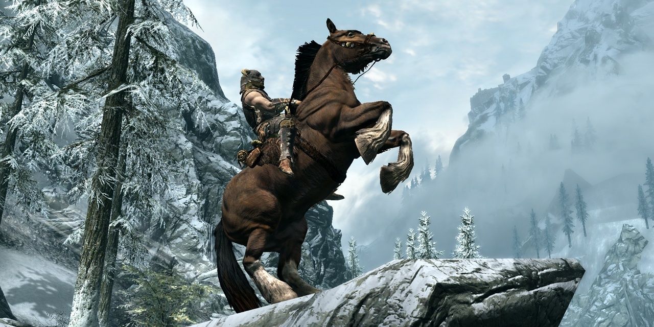 Dragonborn Riding A Horse From The Elder Scrolls V Skyrim