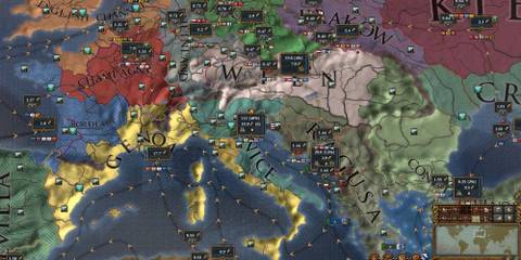Europa Universalis 4 trade map mode in Europe