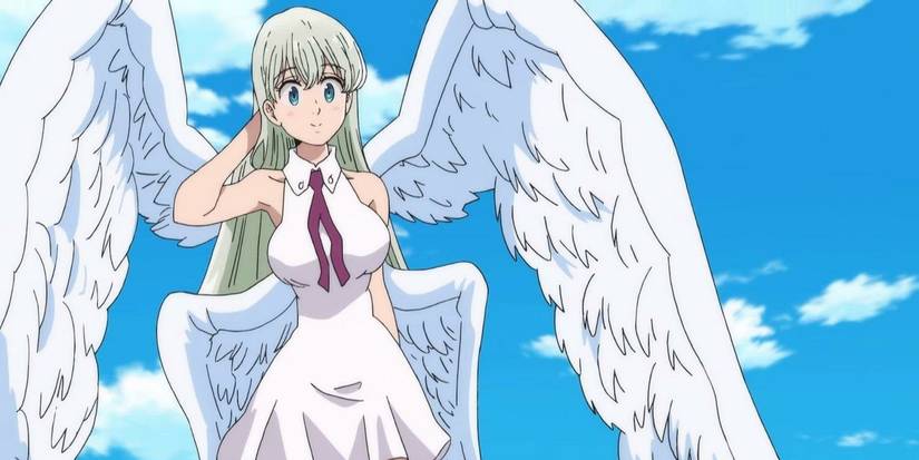 Goddess Elizabeth flies through the air in the Seven Deadly Sins.