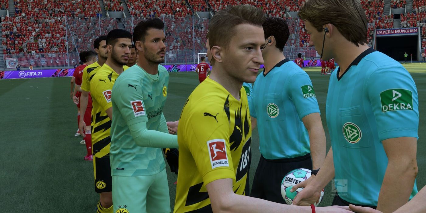 FIFA 21 Borussia Players Shaking Hands With Referees