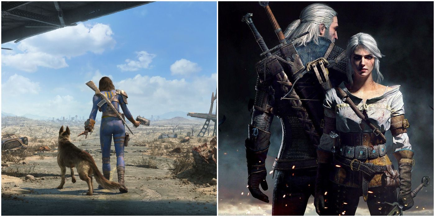Screenshots from Fallout 4 (left) and The Witcher 3 (right)