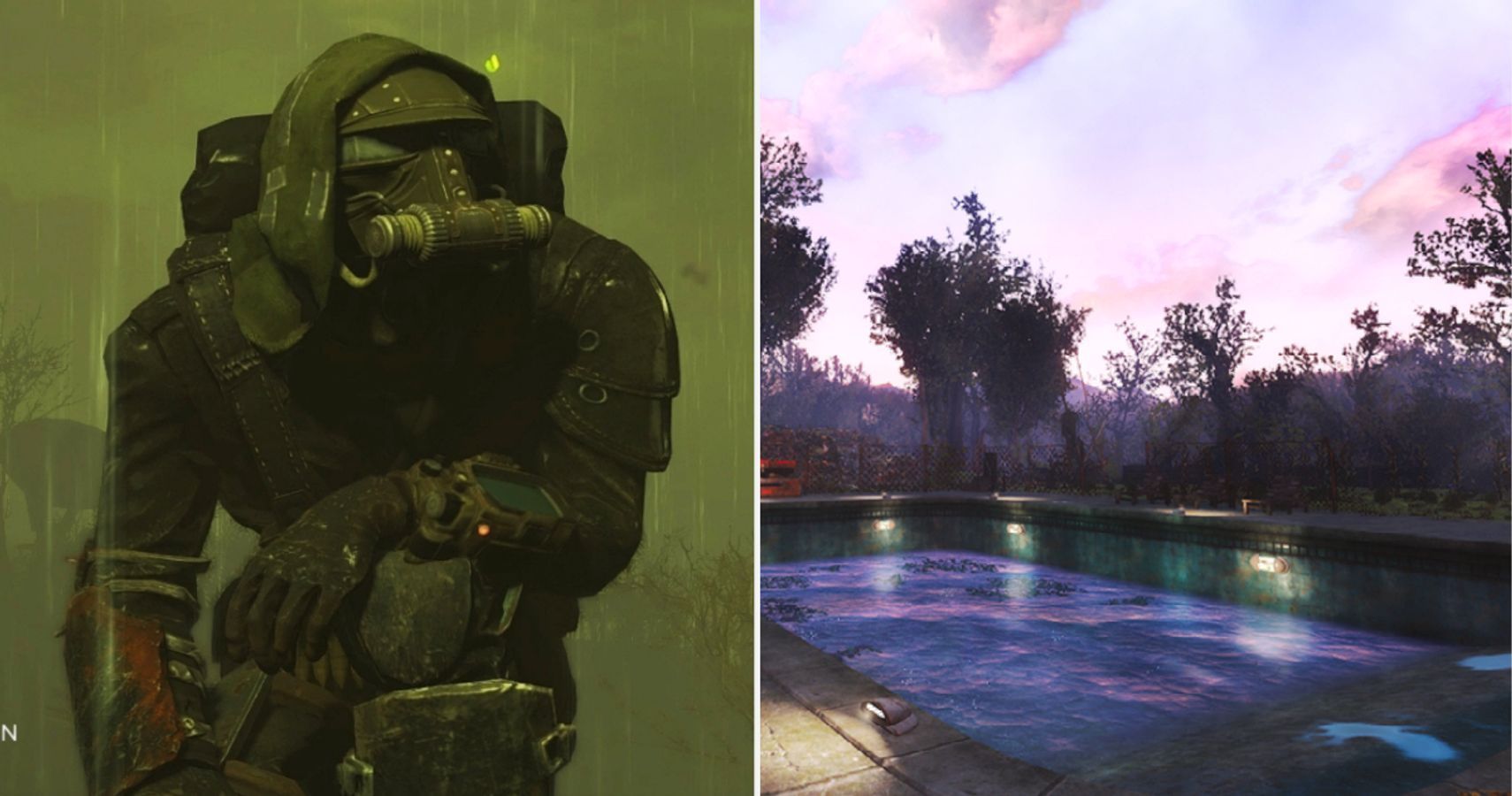 Fallout 4 Player under acid rain and seventy-six style bright weather