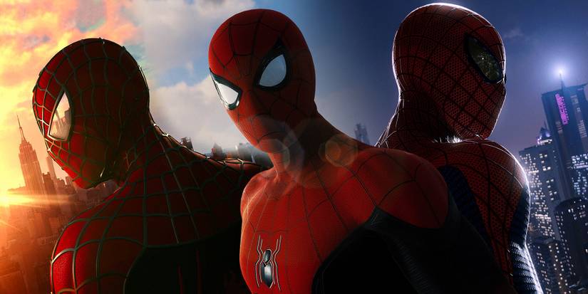 Fan art poster for Spider-Man No Way Home with Tom Holland, Tobey Maguire, and Andrew Garfield