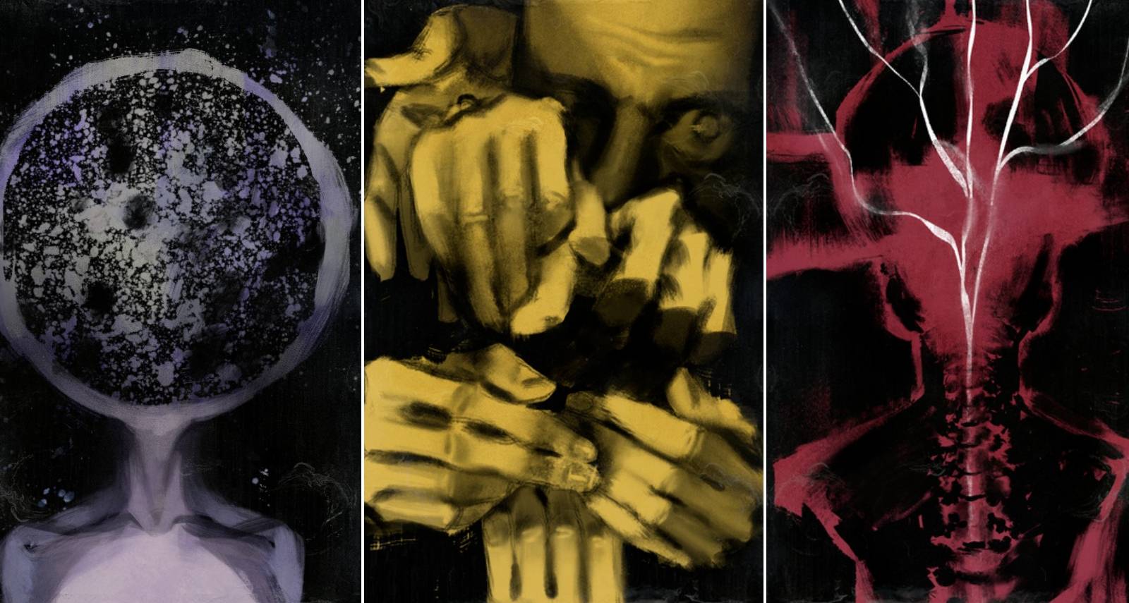 Split image of artwork from Disco Elysium