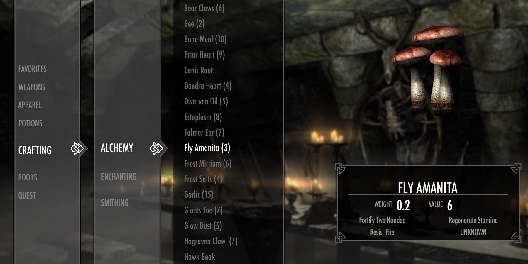 skyrim alchemy recipes fly amanita