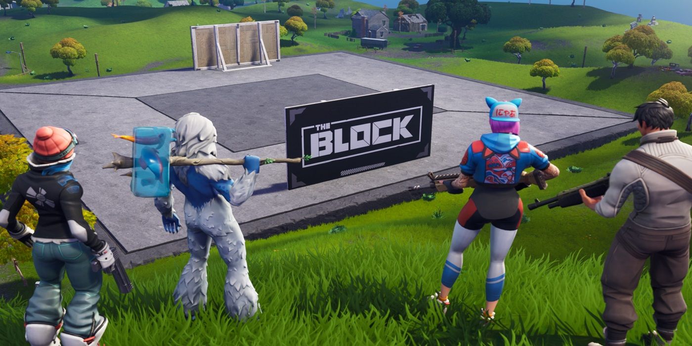 Fortnite characters looking at The Block