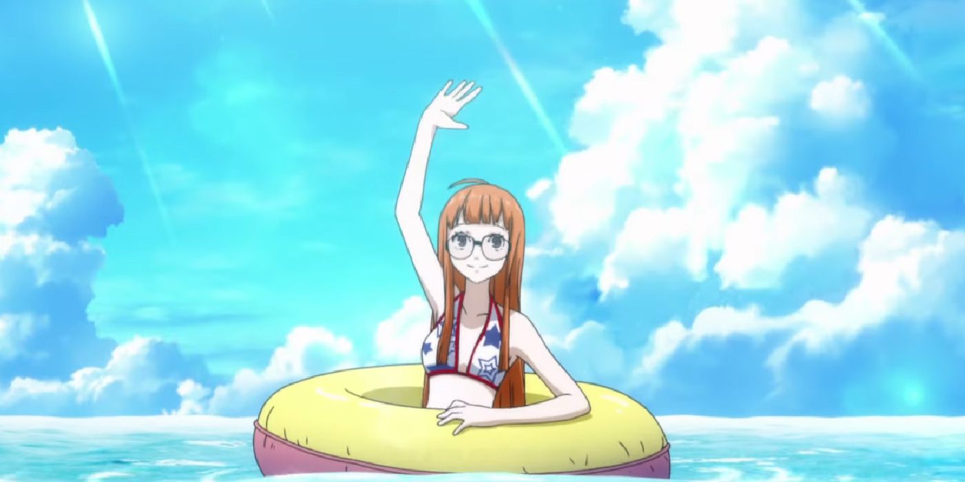 Persona 5 Strikers: Futaba Waving At The Gang From Her Floatie