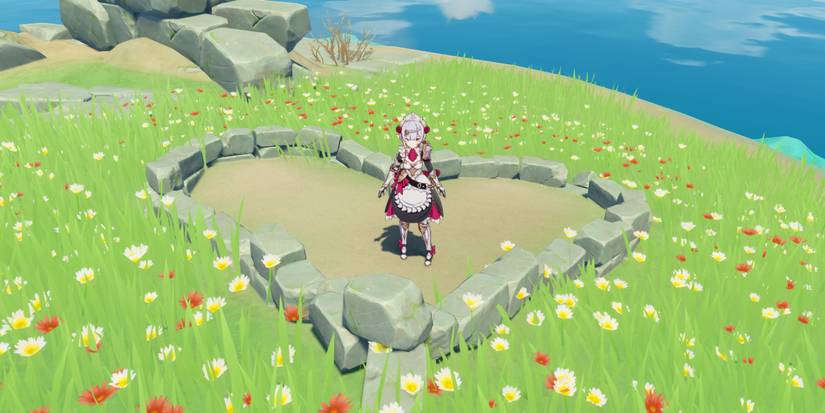 Genshin Noelle and the Heart-Shaped Rock