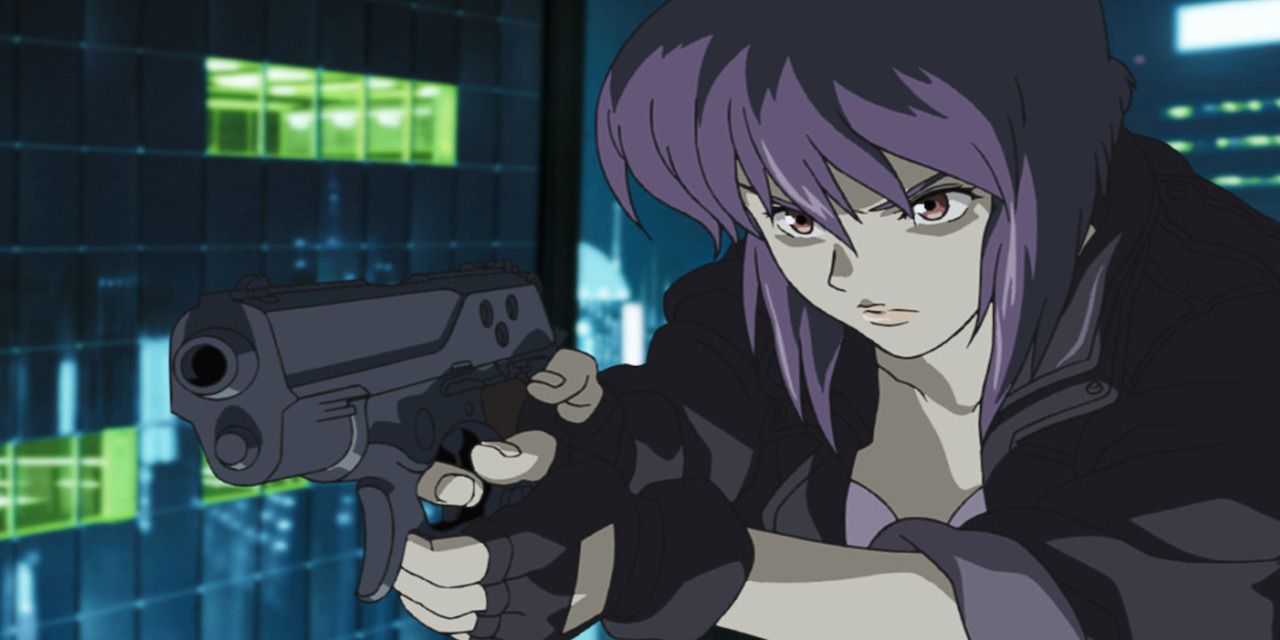 Ghost in the Shell Stand Alone Complex Solid State Society Мокото указывает на пистолет