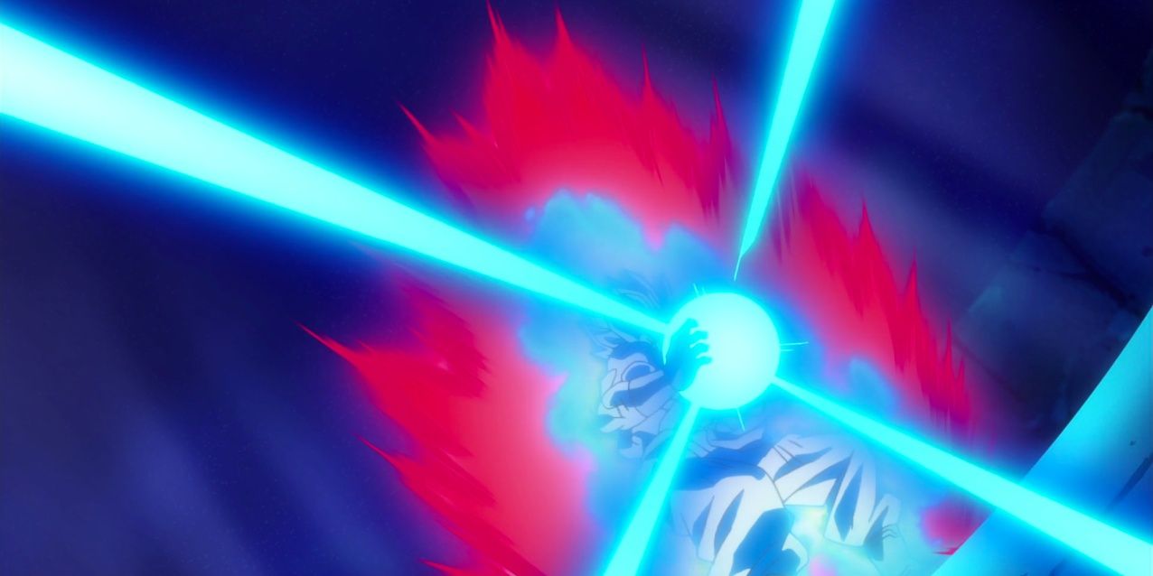 God Kamehameha by Super Saiyan Blue Kaio-ken Goku