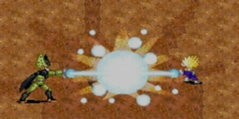 Gohan and Cell each fire a Kamahameha in Dragon Ball Z: The Legacy of Goku II