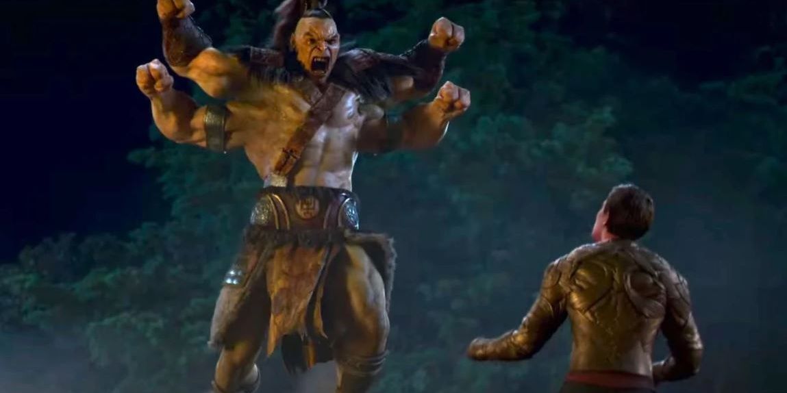 Goro flexes in the Mortal Kombat movie