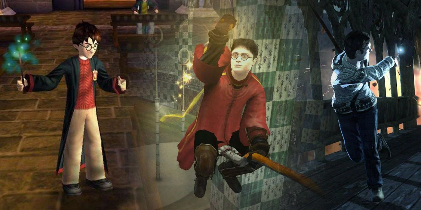 Three Different Screenshots From Old And New Harry Potter Games