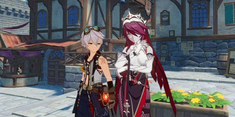 Genshin Impact Bennett looking at Rosaria