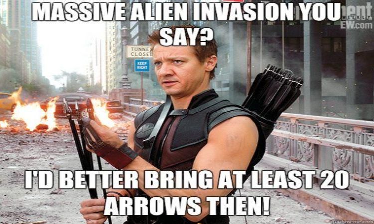 Hawkeye holding his arrows