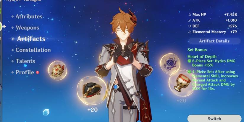 Childe with Heart of Depths artifacts