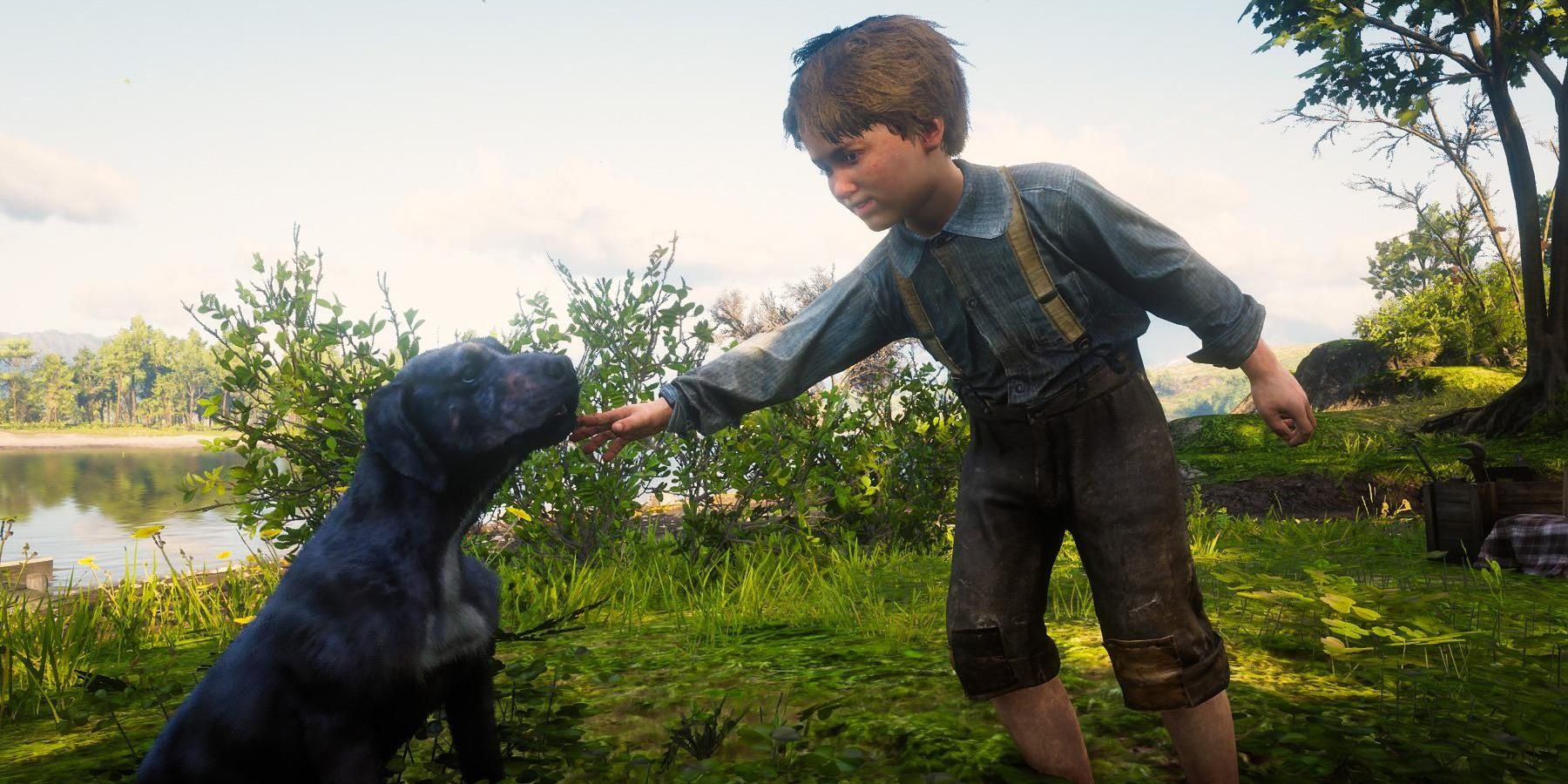 Jack Petting Cain From Red Dead Redemption 2