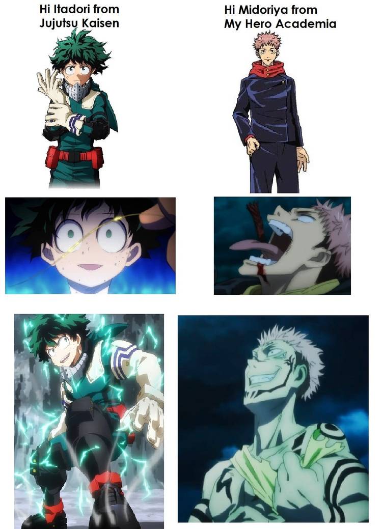 Jujutsu Kaisen My Hero Academia Itadori Yuji Izuku Midoriya