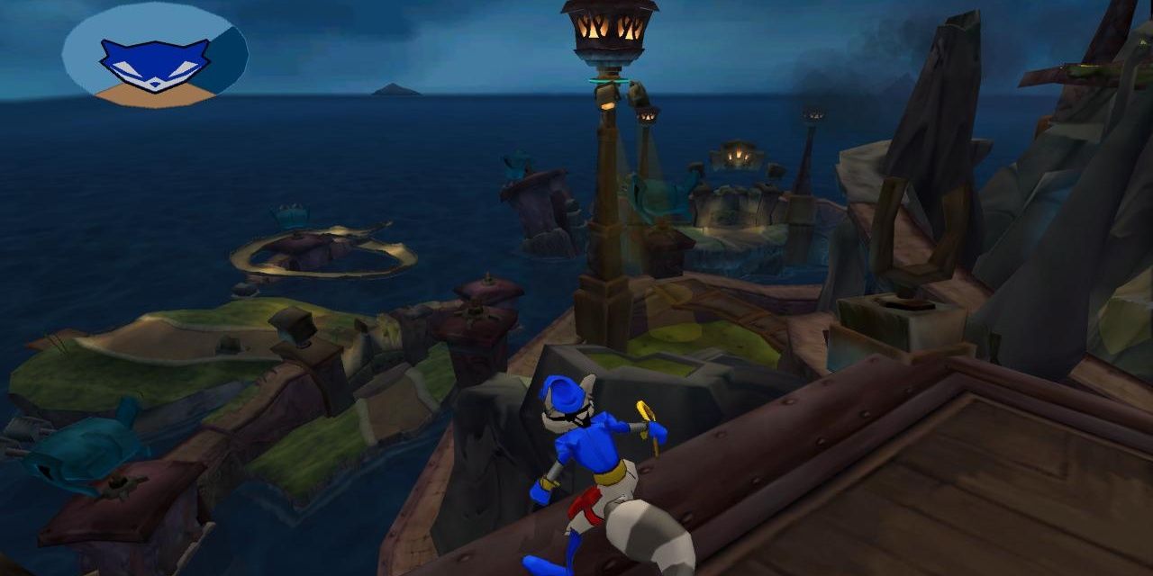 Sly looks over Kaine Island in Sly 3: Honor Among Thieves