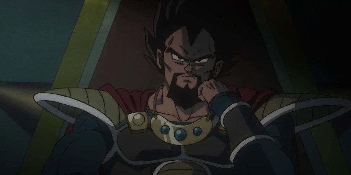 King Vegeta ponders on his throne in Dragon Ball Super: Broly