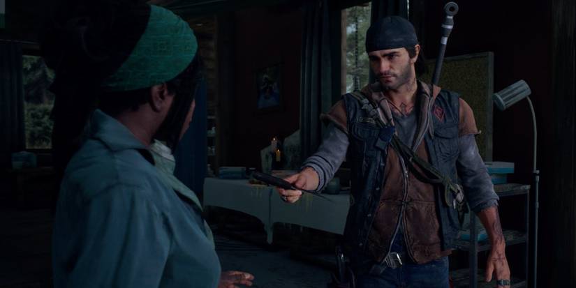 deacon handing knife to friend