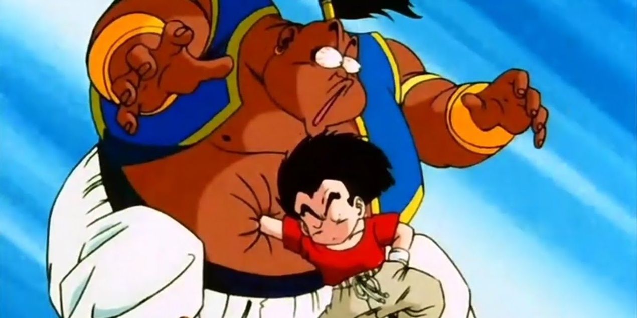 Krillin delivers a gut punch to Pintar in Dragon Ball Z