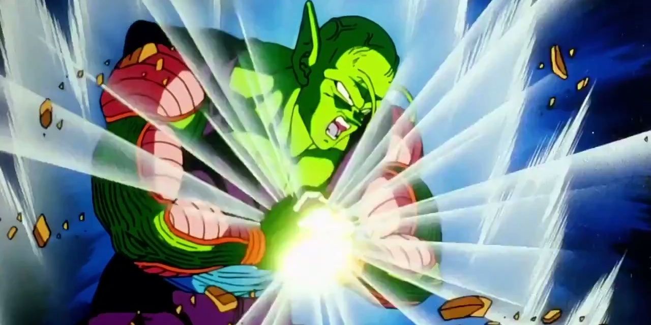 Piccolo charges the Light Grenade in Dragon Ball Z