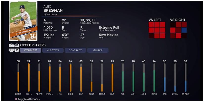 MLB The Show 21 Alex Bregman Attributes