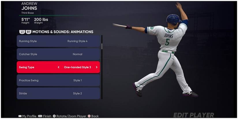 MLB The Show 21 Changing Swing Type In The Animations Menu