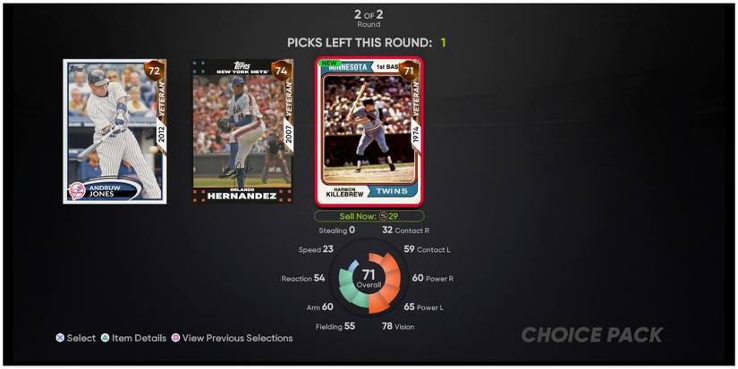 MLB The Show 21 Choosing A Card With A Sell Now Price Over The Minimum