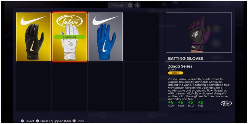 MLB The Show 21 Choosing Between Batting Gloves