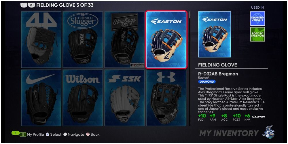 MLB The Show 21 Fielding Glove Equipment