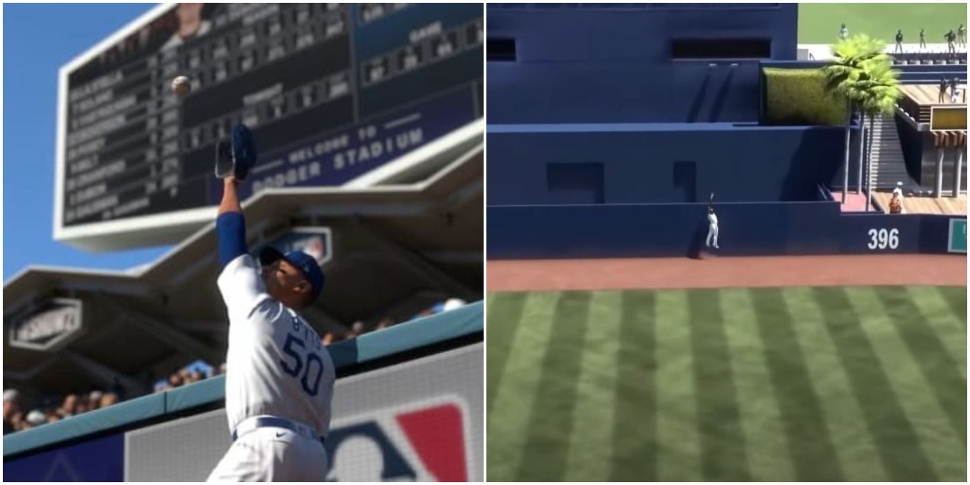 MLB The Show 21 Robbing A Home Run Collage Different Angles In Outfield