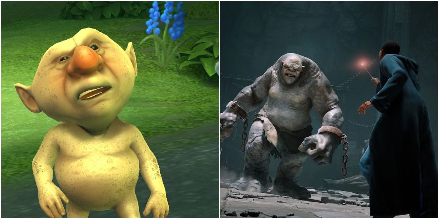 Players encounter gnomes, trolls, and other creatures in the Harry Potter games